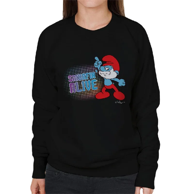 The Smurfs Papa Smurf Smurfin Alive Women's Sweatshirt Hoodie with Rhinestones Sparkly Elegant