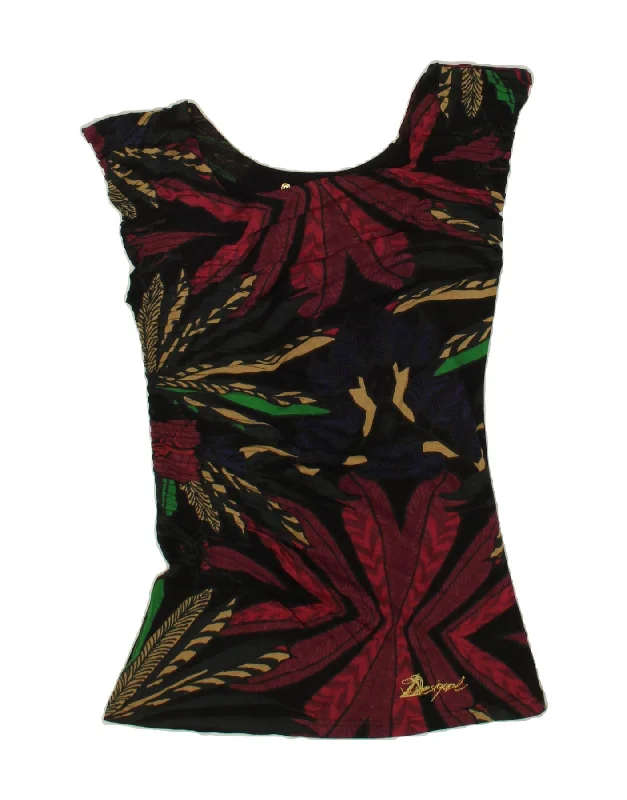 DESIGUAL Womens Abstract Pattern Sleeveless Blouse Top UK 12 Medium Black Oversized Silk Blouse DESIGUAL Womens Abstract Pattern Sleeveless Blouse Top UK 12 Medium Black Oversized Silk Blouse