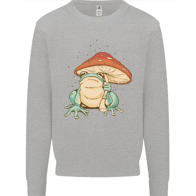 A Frog Under a Toadstool Umbrella Toad Mens Sweatshirt Jumper Hoodie with Emblem Brand Identity