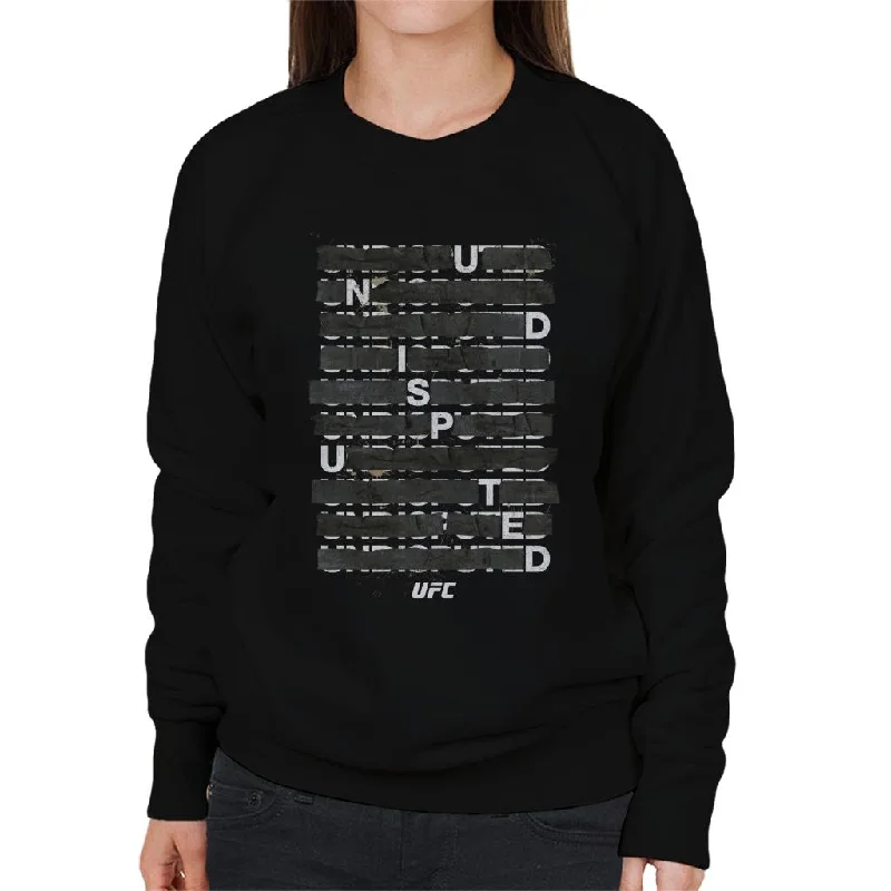 UFC Undisputed Taped White Text Women's Sweatshirt Hoodie with Slit Hem Functional Movement