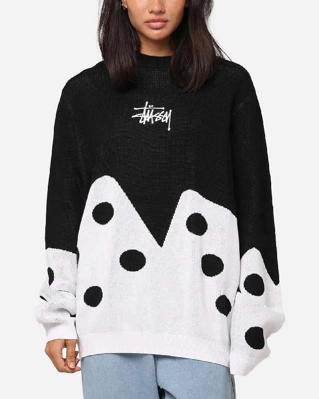 Stüssy Dice Sweater Black Open Front Closed Front Wrap Front