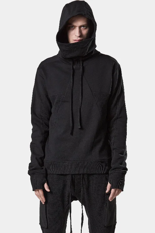 Contrast cotton hood sweater High Neck Crew Neck V-Neck