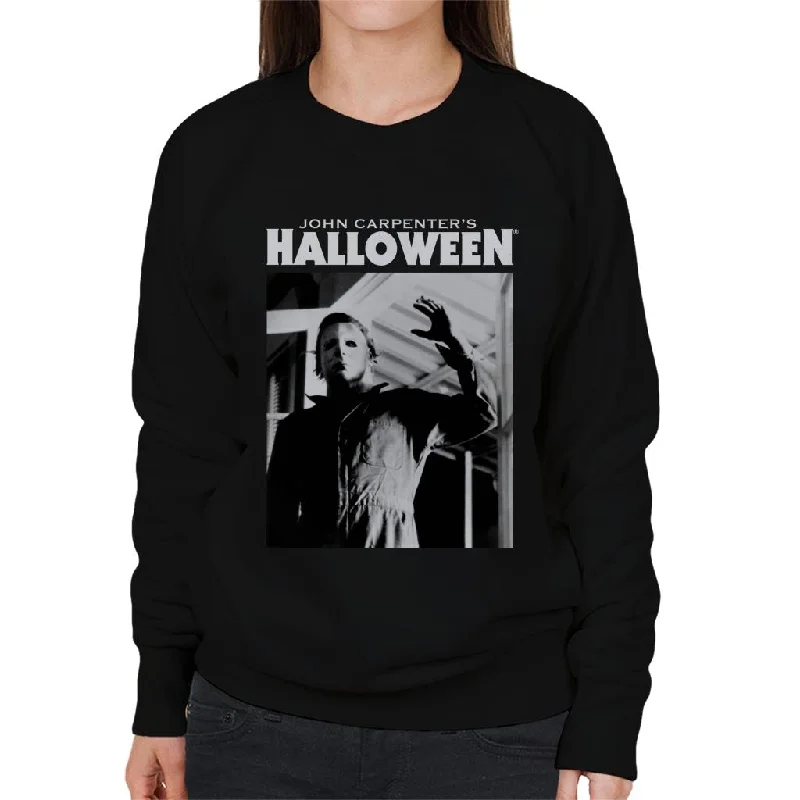 Halloween Michael Myers Enters Home Women's Sweatshirt Hoodie with Ribbed Cuffs Snug Fit Comfort