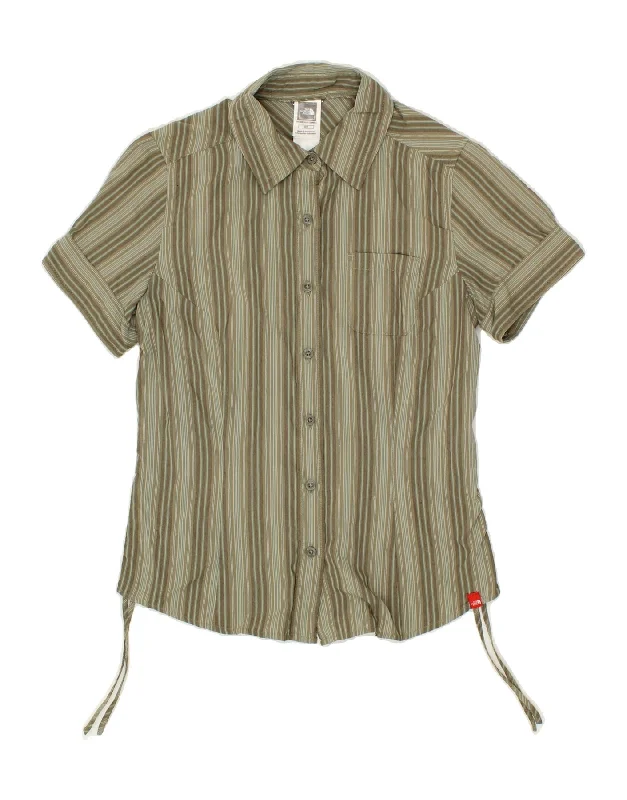 THE NORTH FACE Womens Short Sleeve Shirt Blouse UK 10 Small Grey Striped Chic Square Blouse THE NORTH FACE Womens Short Sleeve Shirt Blouse UK 10 Small Grey Striped Chic Square Blouse