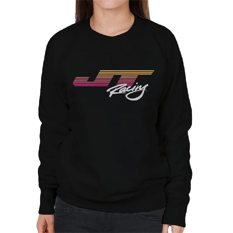 JT Racing Sunset Stripes Logo Women's Sweatshirt Hoodie with Tied Waist Feminine Flattering