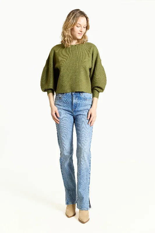 OAT Balloon Sleeve Sweater | 3047-KY Spandex Rayon Corduroy