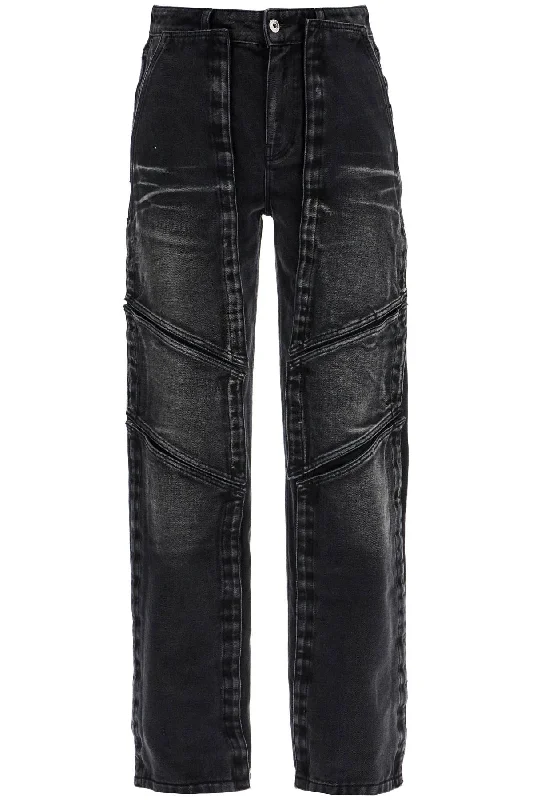 jeans with hook & loop fastener panels 207PA020 D15 FADED BLACK Fashionable Slim Fit Jeans