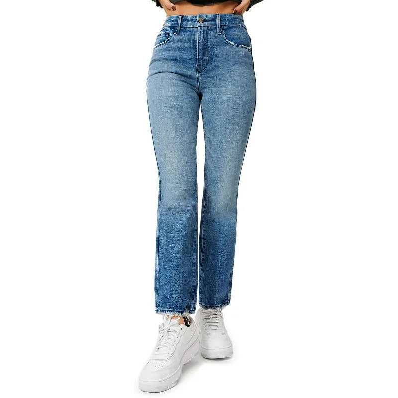 Womens High Rise Curvy Fit Straight Leg Jeans Elegant Wide-Leg Jeans