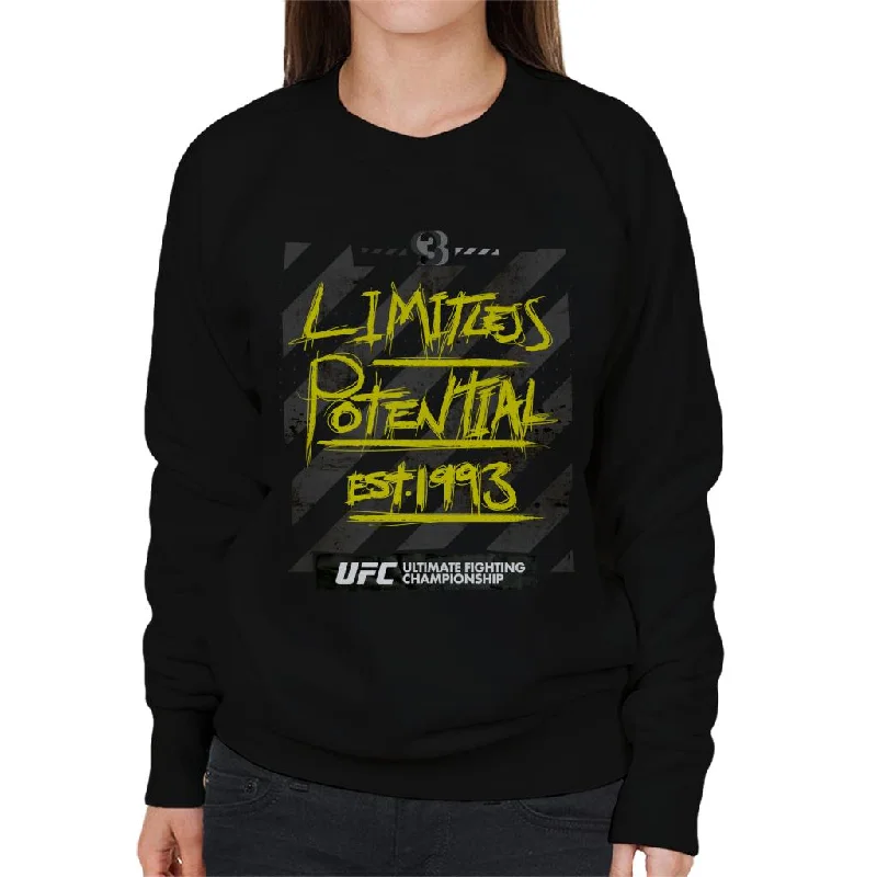 UFC Limitless Potential Tape Yellow Text Women's Sweatshirt Hoodie with Illustration Artistic Creative