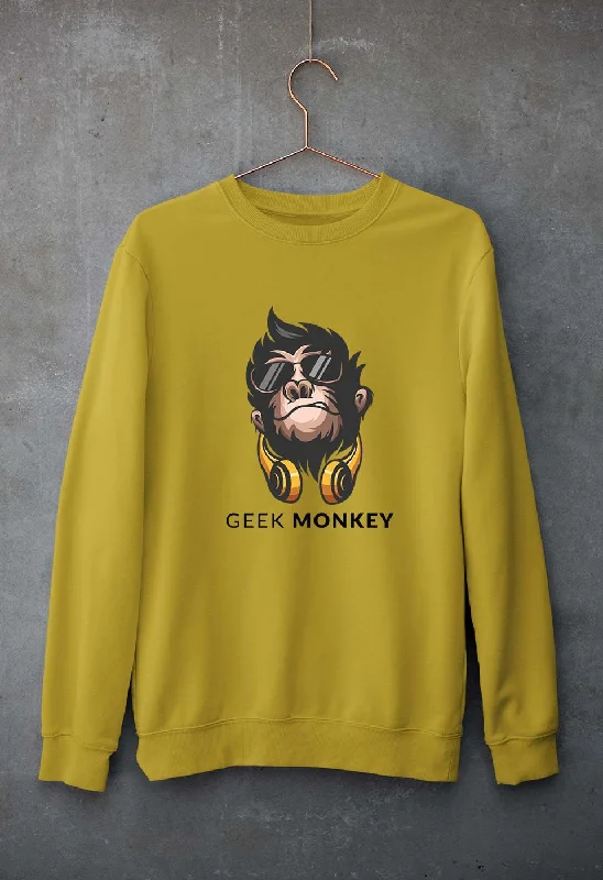 Geek Monkey Unisex Sweatshirt for Men/Women Hoodie with Hem Frayed Vintage Worn