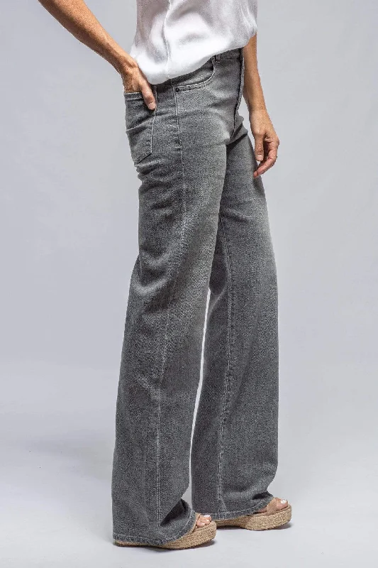 Martina High Rise Wide Leg Jean In Grey Comfortable Stretch Fit Jeans