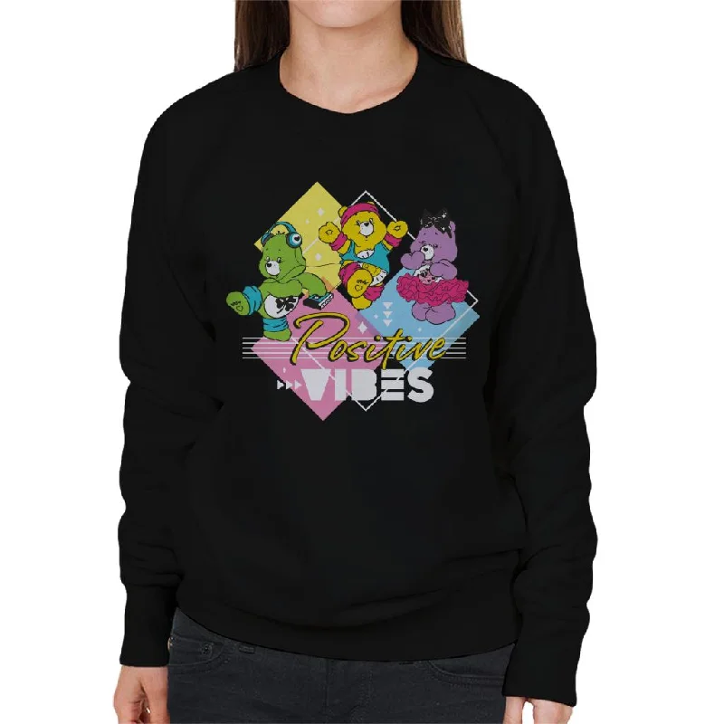 Care Bears Good Luck Bear Positive Vibes White Text Women's Sweatshirt Hoodie with Tie-Dye Psychedelic Retro