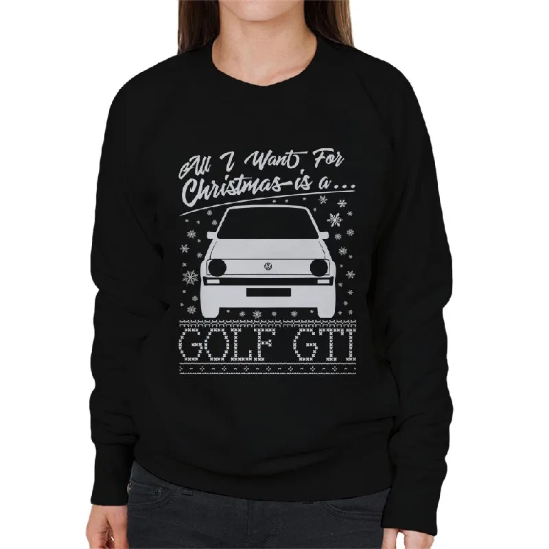 Volkswagen Christmas All I Want For Xmas Is A Golf GTI Women's Sweatshirt Hoodie with Pattern Geometric Abstract