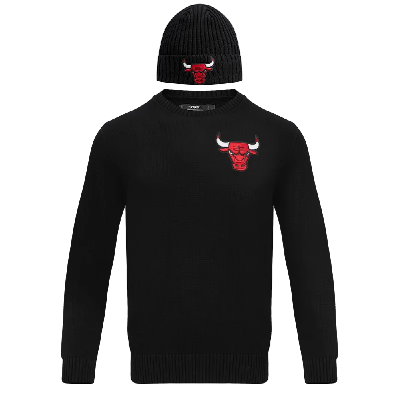 NBA CHICAGO BULLS KNIT BOX SET SWEATER & BEANIE COMBO (BLACK) Jersey Fabric Tulle Fabric Batik Fabric