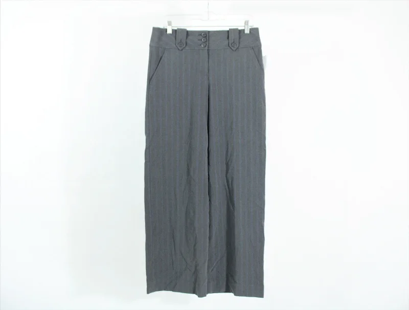 Tepemeesure Endi Grey Wide Leg Blue Pinstripe Dress Pants | Size 8 Fashionable Jogger Pants