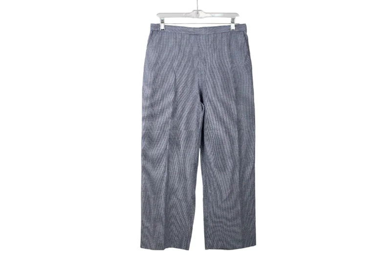 Alfred Dunner Dark Blue Mini Houndstooth Pants | 14 Petite Elegant Wool Trousers