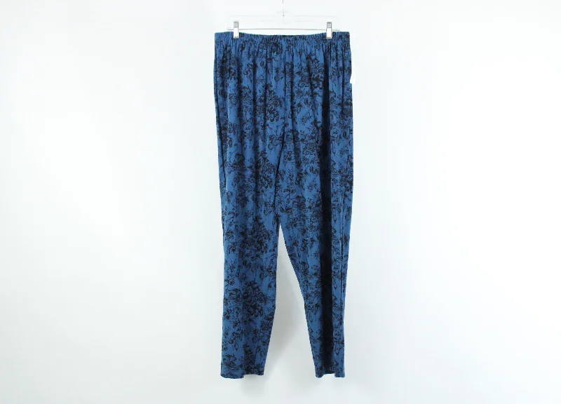 NEW R&K Blue Patterned Pants | 16W Cozy Full-Length Pants