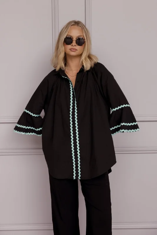 TALULA Blouse Black Asymmetric Hem Blouse