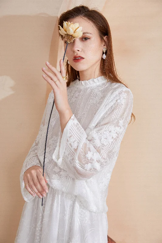 Fangyan | Rebecca Silk Blouse - Holiday Special Feminine Puff Blouse