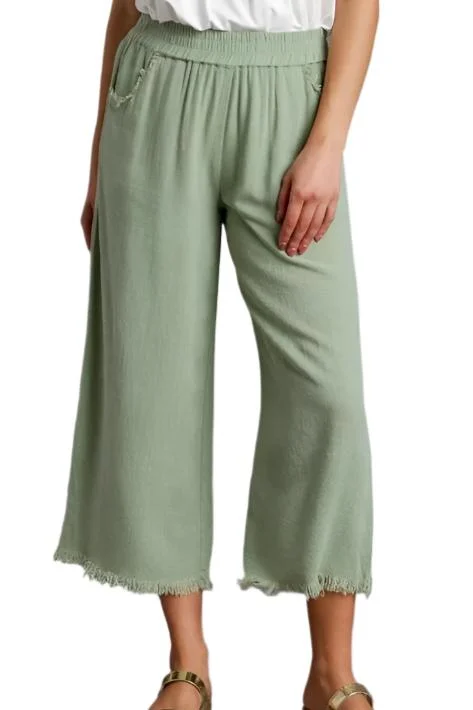 Umgee Linen Wide Leg Pants Formal Slim Pants