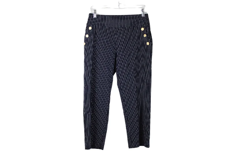 Roz & Ali Navy Striped Ankle Pant | 2 Elegant Trouser Pants