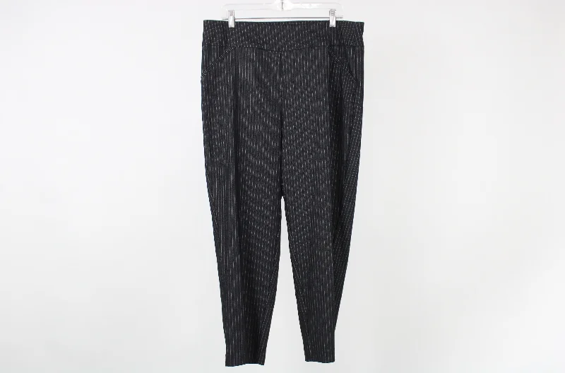 Alfred Dunner Black Pinstripe Pants | 14 Classic Pleated Pants