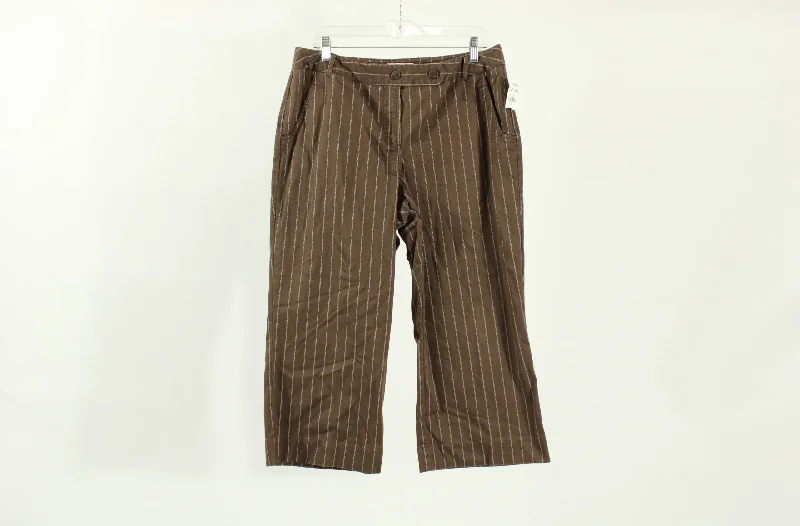 Worthington Stretch Brown Pinstripe Capri Pants | Size 14 Cozy Knit Pants