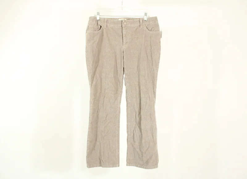 St. John's Bay Secretly Slender Bootcut Grey Corduroy Pants | Size 14 Petite Trendy Palazzo Pants