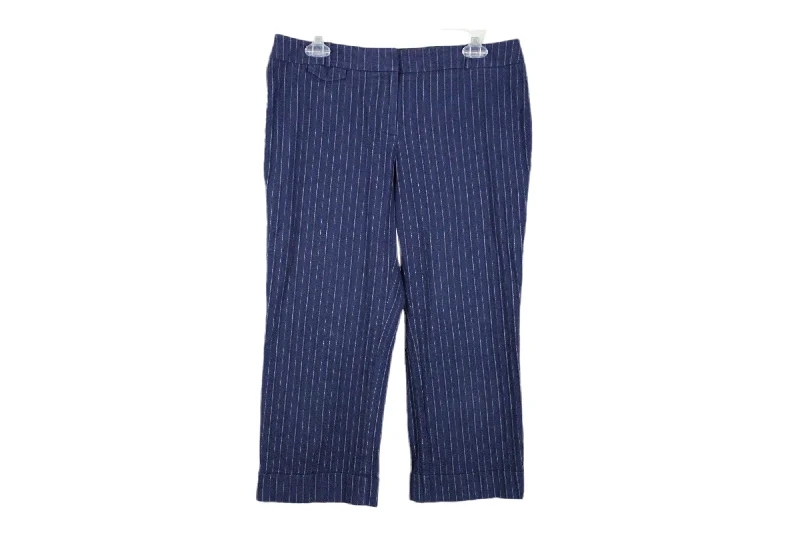 New York & Company Blue Striped Stretch Capri Pants | 10 Cozy Knit Pants