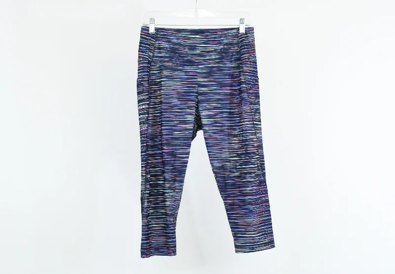 Bally Total Fitness Blue Multi-Colored Yoga Pants | L Formal Stretch Pants