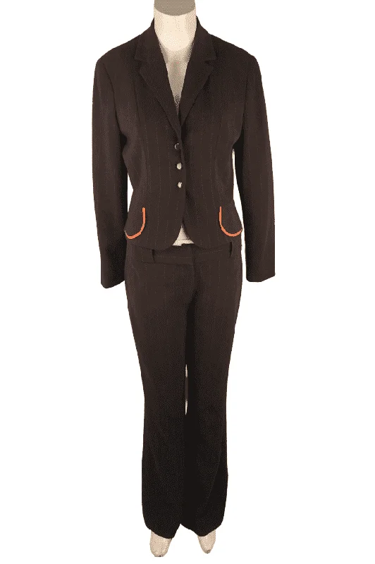 Larry Levine women's brown pant suit size 6 Chic Checkered Pants