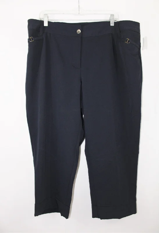 Roz & Ali Dark Blue Dress Pants | Size 18 Trendy Printed Pants