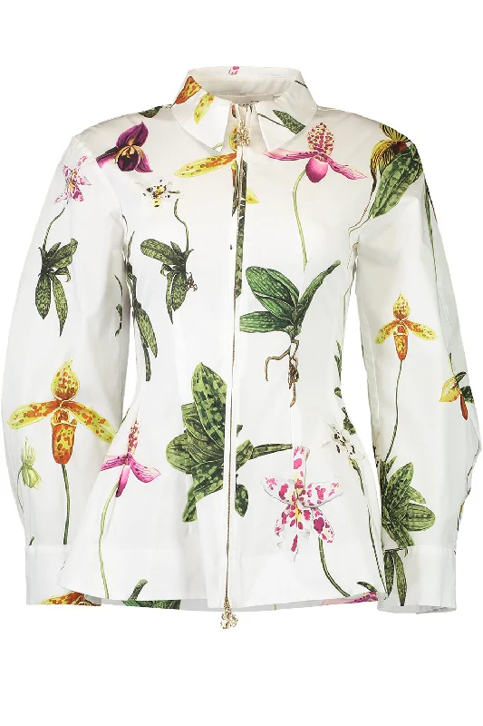 Zip Front Orchid Blouse Stylish Wrap Blouse