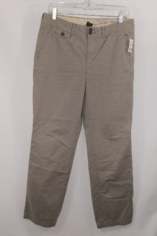 Eddie Bauer Tan Pinstriped Pants | Size 8 Comfortable Denim Trousers