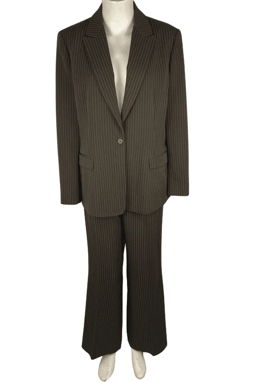 Tahari women's brown pinstripe pantsuit Casual Wide Pants