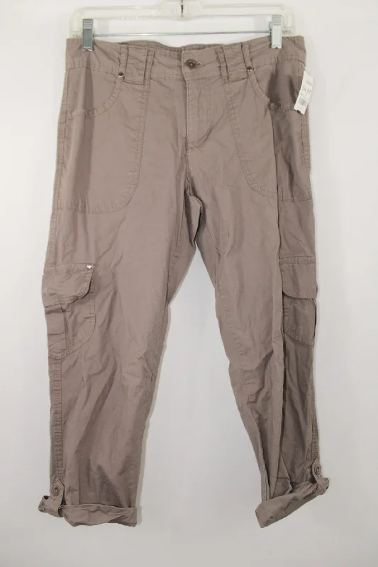 Dash Brown Cargo Capri Pants | Size 8 Petite Formal Stretch Pants