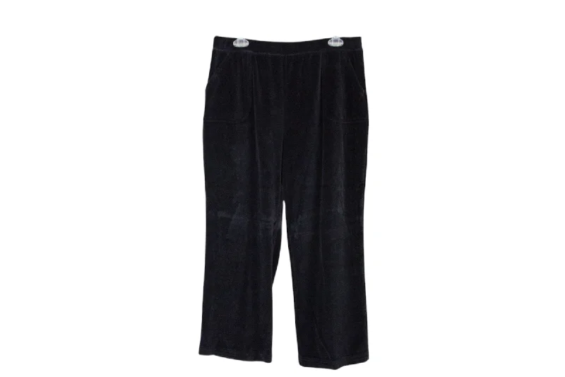 Sport Savvy Essentials Black Velour Pants | L Trendy High-Waist Trousers