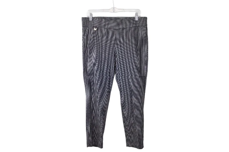 Zoe & Phoebe Black Patterned Pants | L Petite Sleek Black Pants