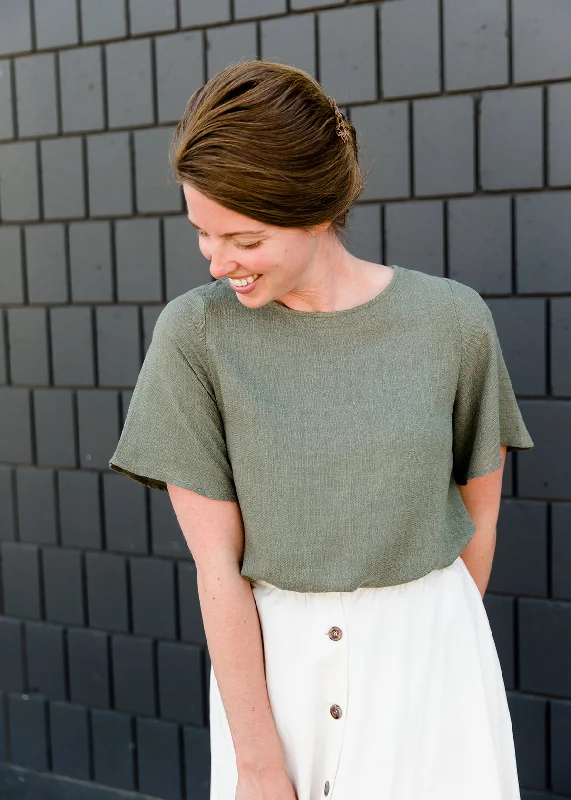 Olive Textured Dressy Blouse - FINAL SALE Smart Business Blouse