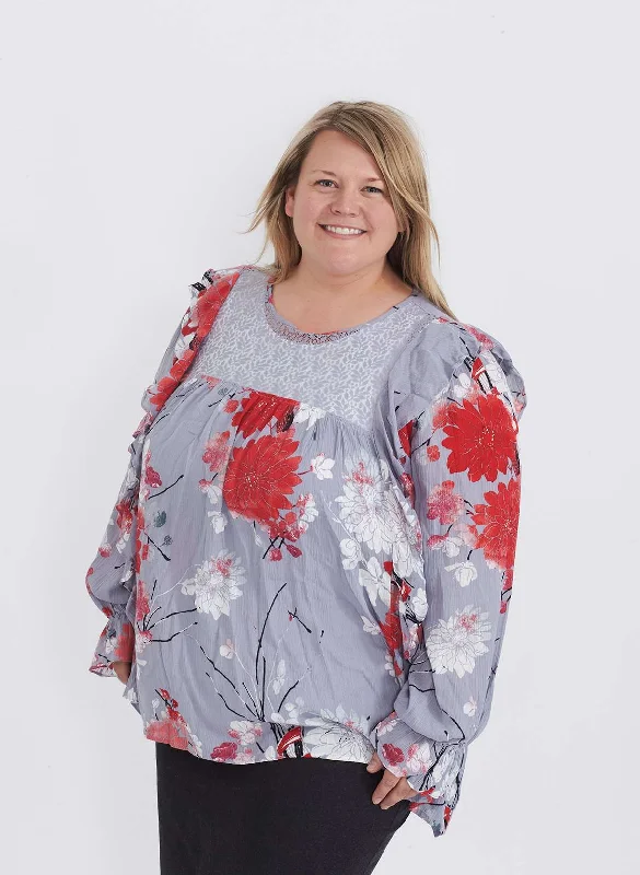 Ruffle + Floral Print Blouse - FINAL SALE Versatile Layering Blouse