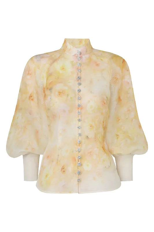 Crush Buttoned Blouse Chic Ruffle Blouse