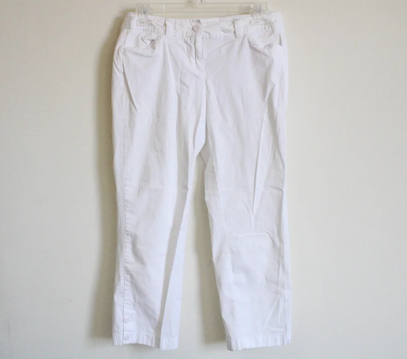 Ann Taylor LOFT Original Crop White Pants | 0 Comfy Zip-Up Pants