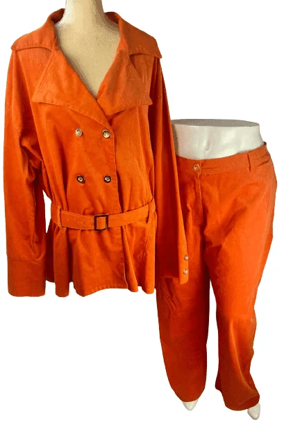 Gold Flava women's orange corduroy pant set size 32 super plus Stylish Slim Trousers