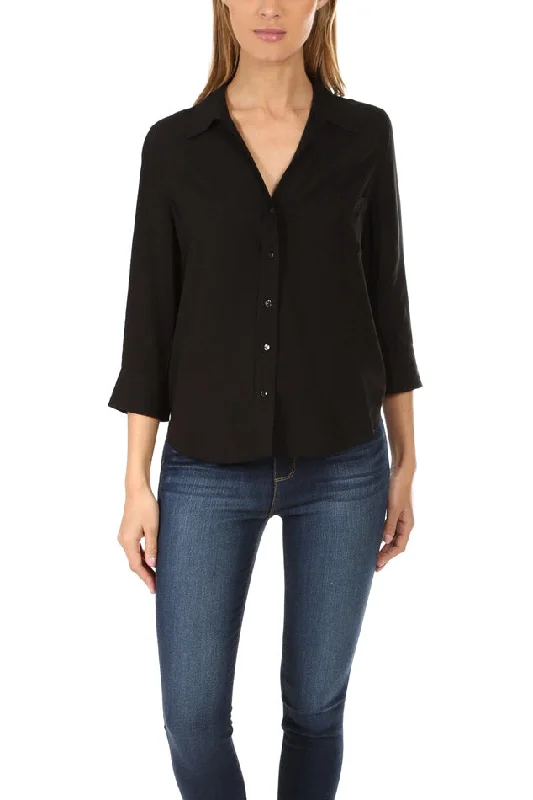 Ryan 3/4 Sleeve Blouse Black Classic Striped Blouse