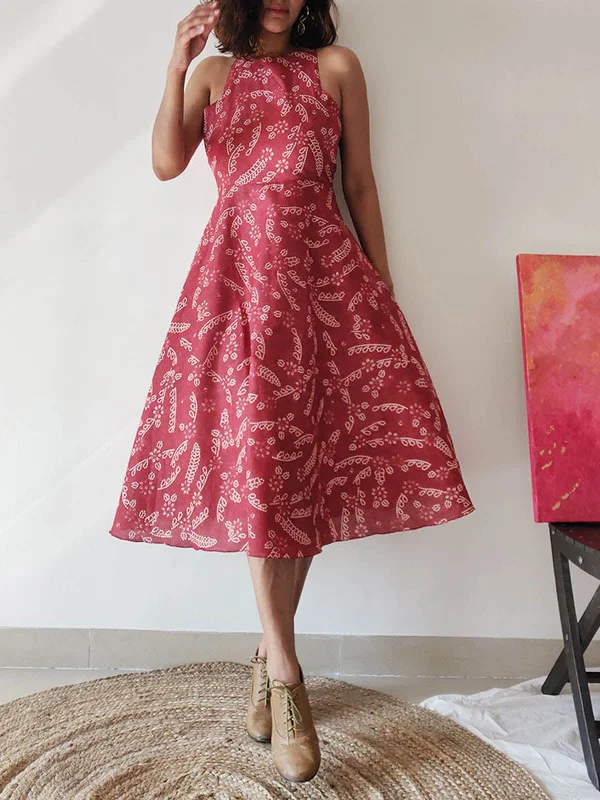 Plum Bloom Dress Maroon