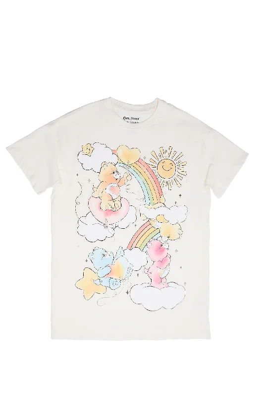 Care Bears Rainbow Graphic Relaxed Tee Basic T-Shirt Crew Neck Short Sleeve