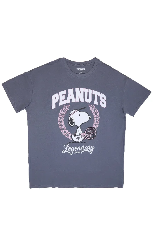 Peanuts Snoopy Legend Graphic Relaxed Tee Basic T-Shirt Crew Neck Short Sleeve