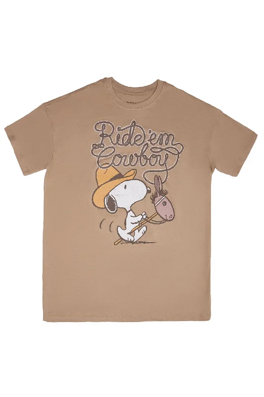 Peanuts Snoopy Cowboy Graphic Relaxed Tee Anti-Shrink Durable Soft