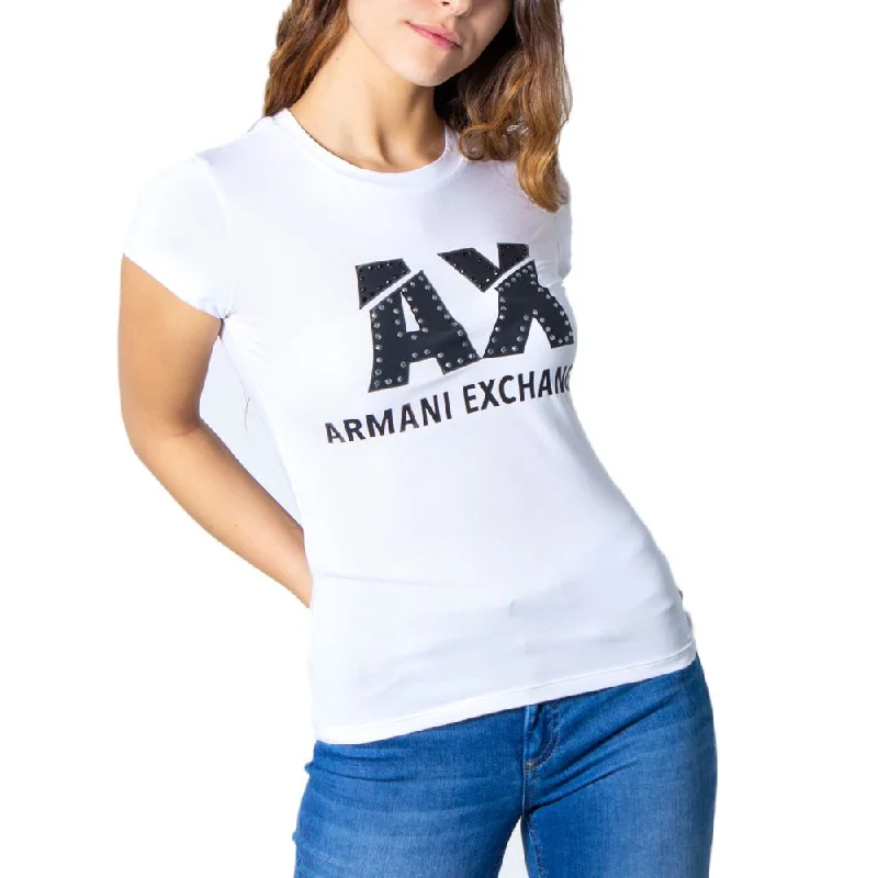 Armani Exchange White Cotton Tops & T-Shirt Iron Safe Non-Iron Wrinkle Free