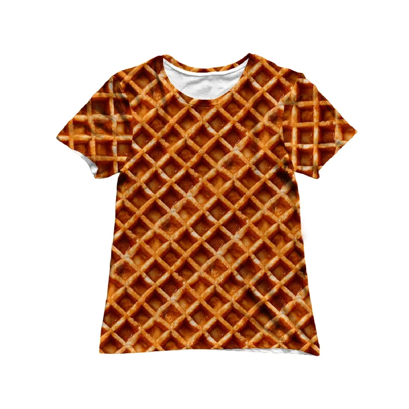 Beloved Waffle Women's Tee Thin T-Shirt Open Front Quick Dry